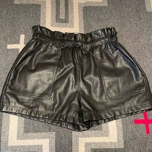 Pleather Paper Bag Shorts